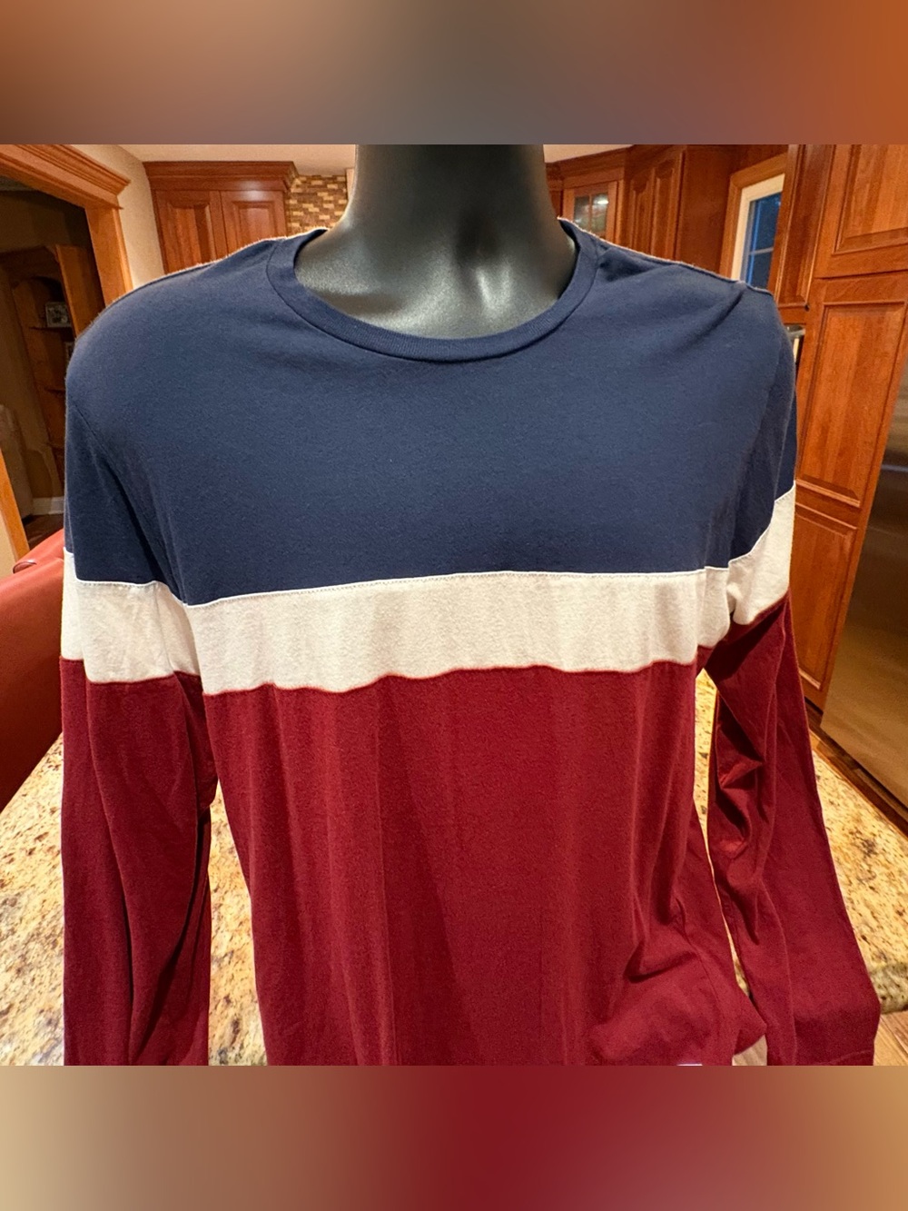 Marine Layer Men's Long-Sleeve Colorblock Crew - Navy, White & Burgundy